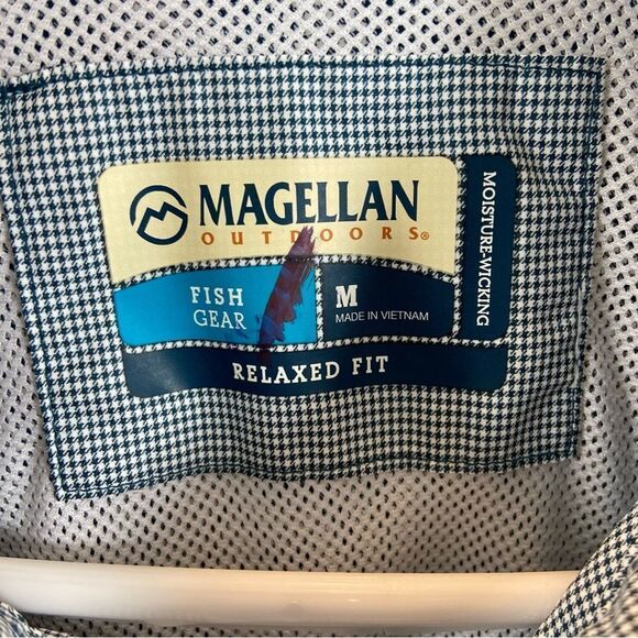 New without Tags Magellan Outdoors Angler Fit Green and White Gingham Shirt Med - Picture 8 of 12